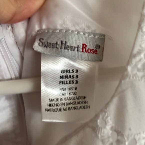 Sweet Heart Rose White Eyelet Girls size 3T Special Occasion Dress Pink Ribbon - Picture 7 of 7